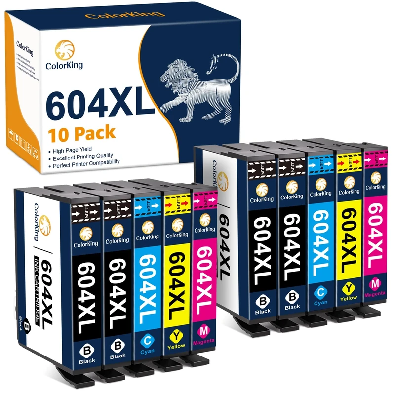 ColorKing 604XL Ink Cartridges Compatible for Epson 604 Ink Cartridge for Epson XP2200 Ink Cartridges for XP-3200 XP-4200 XP-2205 XP-3205 XP-4205 Workforce WF-2935 WF-2910 WF-2930 WF-2950 (10 Pack)