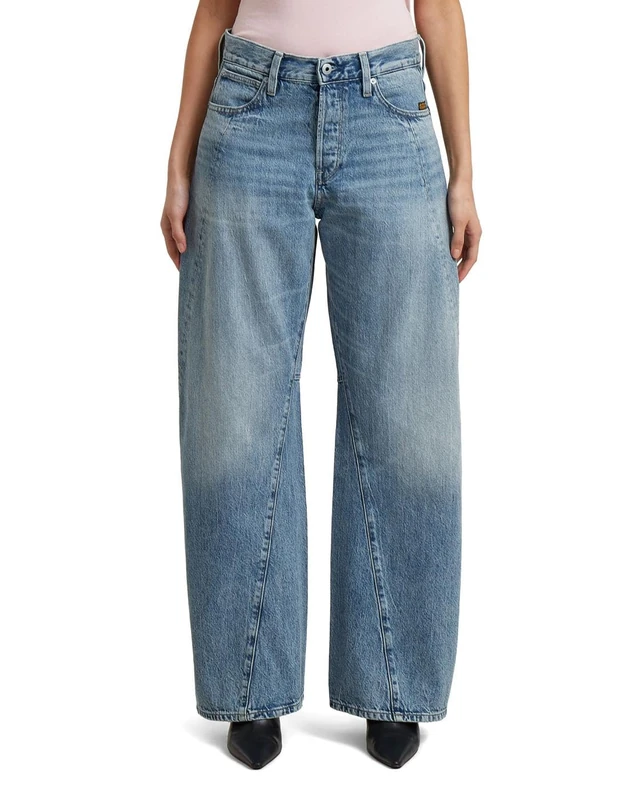 G-Star Raw Contor 3D Wide Women's Jeans, Color Blue (Faded Sea Bay), Medium Color wash Depth, Size 26W / 28L