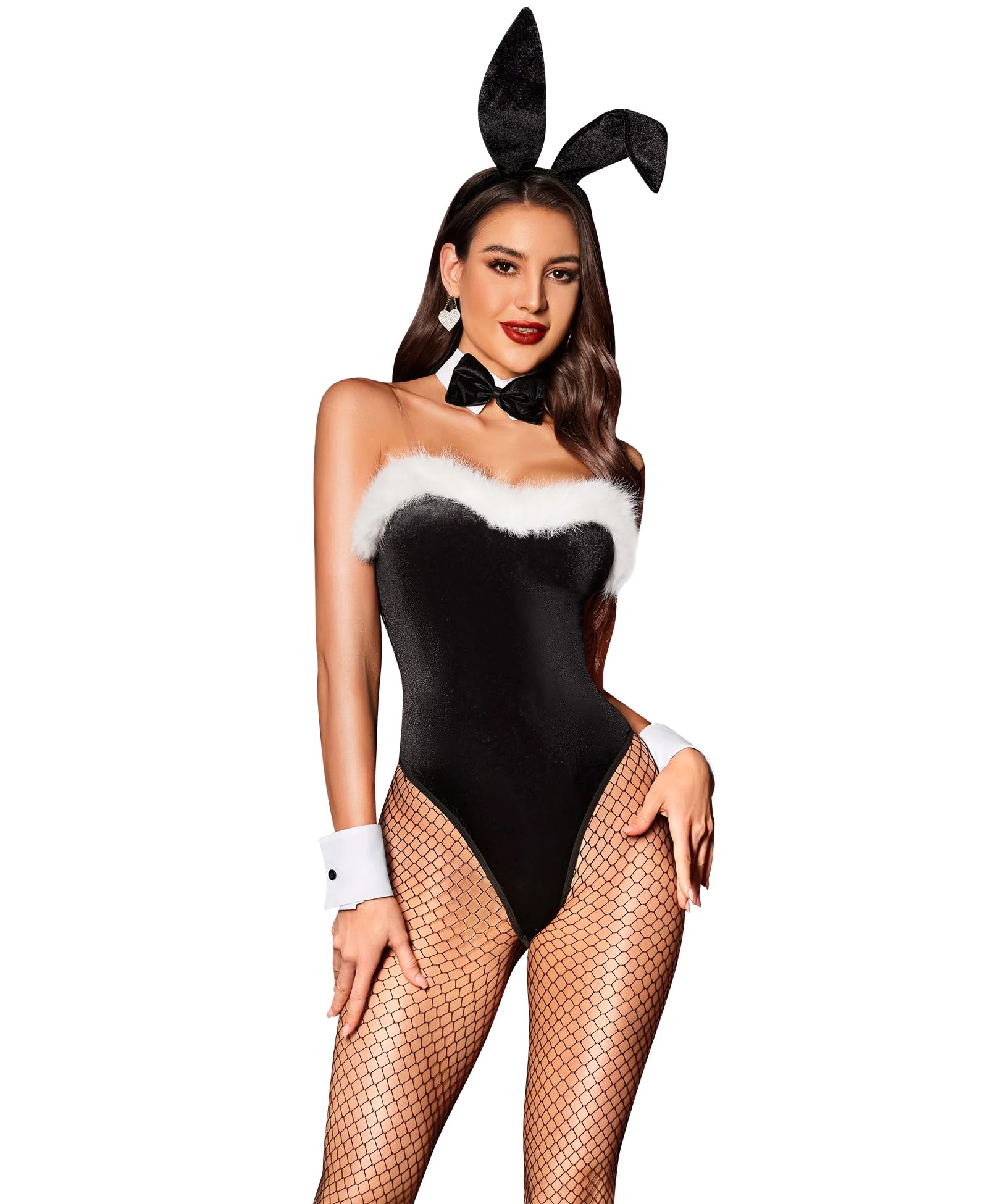 RSLOVE Sexy Bunny Costume Adult - Halloween Outfits Women Bunny Suit Cosplay 7 Pieces Black S