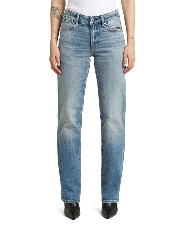G-STAR Raw 5Pocket G-Low Straight Women's Jeans, Color Blue (Faded Blue Halite), Medium Color wash Depth, Size 26W / 30L
