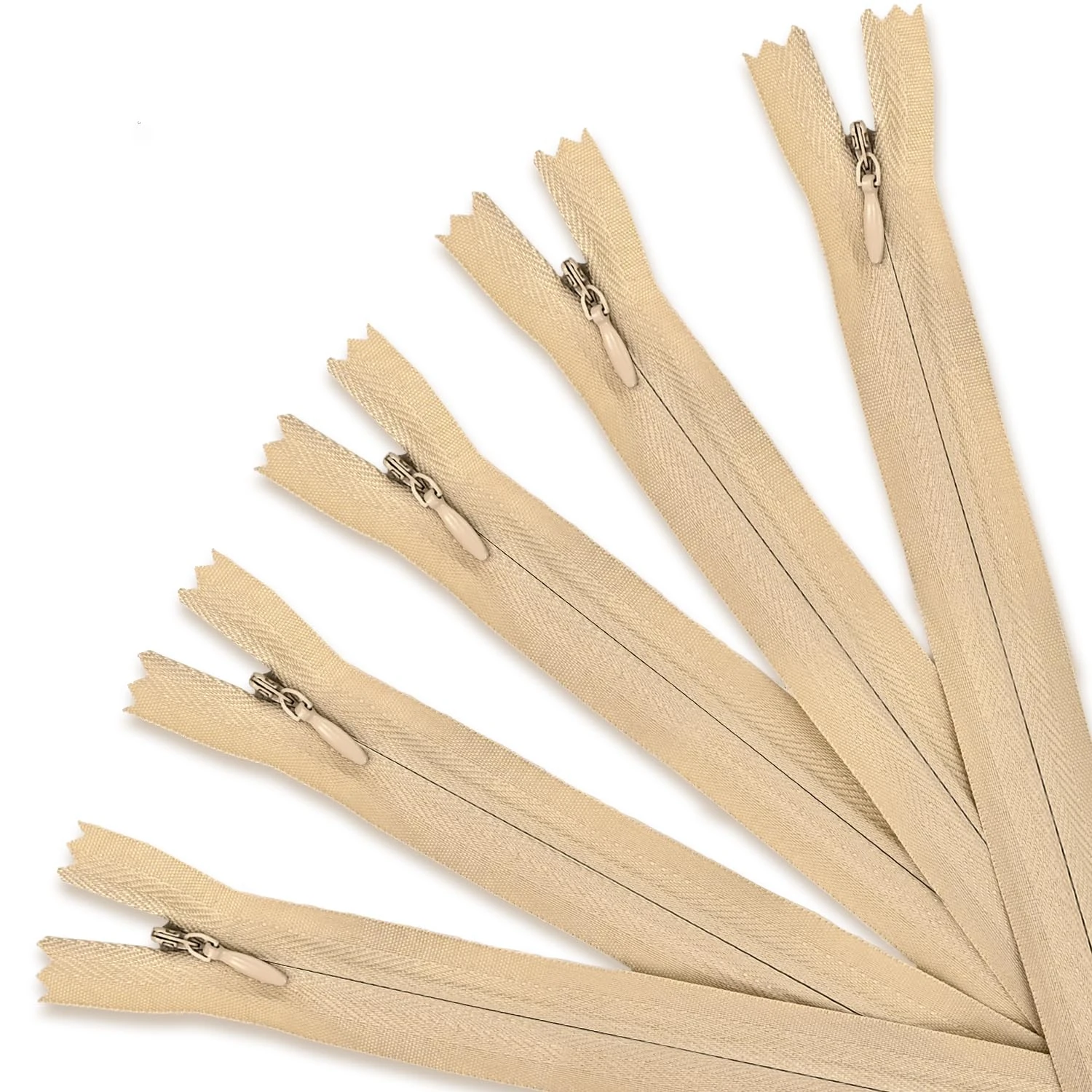 5Pcs Invisible Zip, 40CM/15.8Inch Zips for Sewing Nylon Zippers for Sewing Concealed Open Ended Zipper Sewing Accessories for Clothing Bags Pillow Covers Craft Projects (Natural)