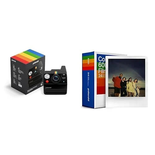 Polaroid – Now+ Gen3 – White Instant Camera + Triple Pack of Color Film (x24 Photos) + Album