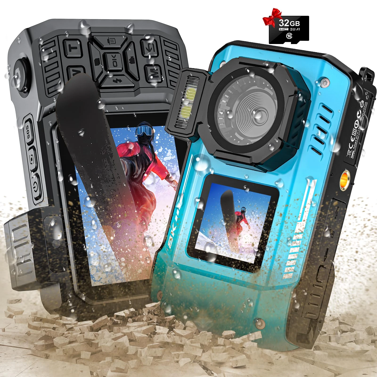 YISENCE Digital Camera, 8K Underwater Camera, 70MP Auto Focus 33FT WiFi Digital Camera Waterproof with 64GB Card, Dual Screen Selfie 2500 mAh Battery, 16X Floating Digital for Snorkelling