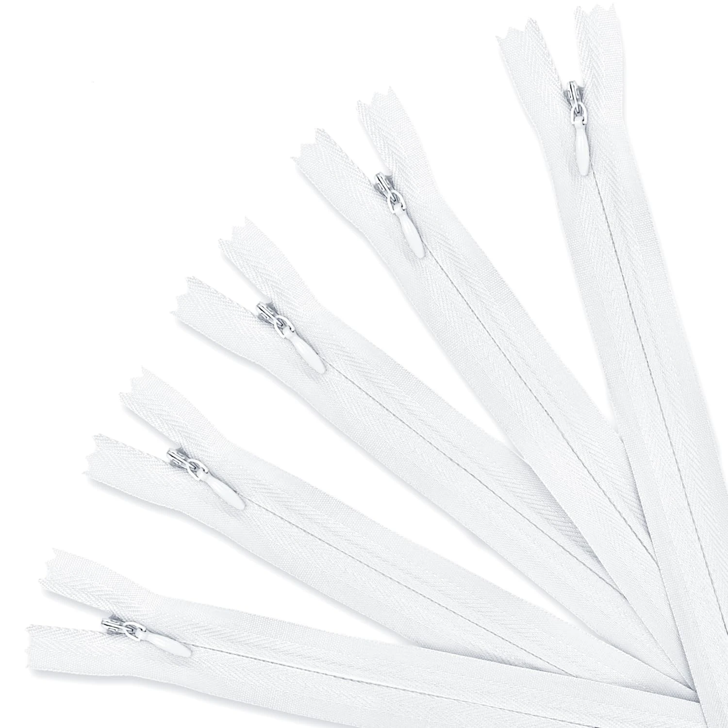 5Pcs Invisible Zip, 40CM/15.8Inch Zips for Sewing Nylon Zippers for Sewing Concealed Open Ended Zipper Sewing Accessories for Clothing Bags Pillow Covers Craft Projects (White)