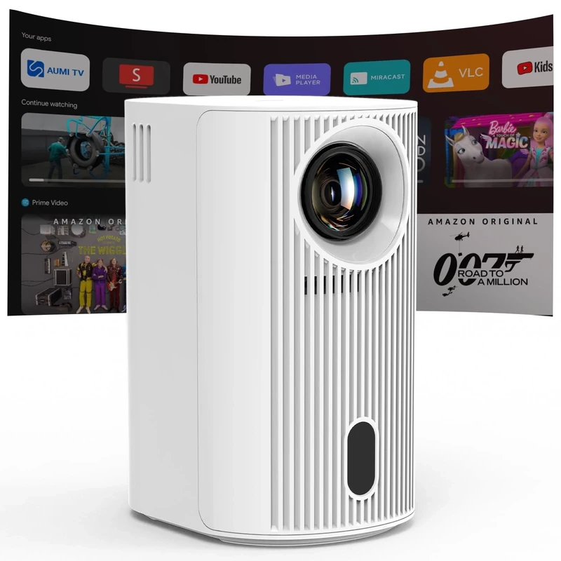 Projector Seamless Autofocus with WIFI 6 and Bluetooth 5.4, 4K 1080P Portable Projector 200'' Screen Smart Movie Auto Keystone Compatible for Laptop, PC, Smartphone