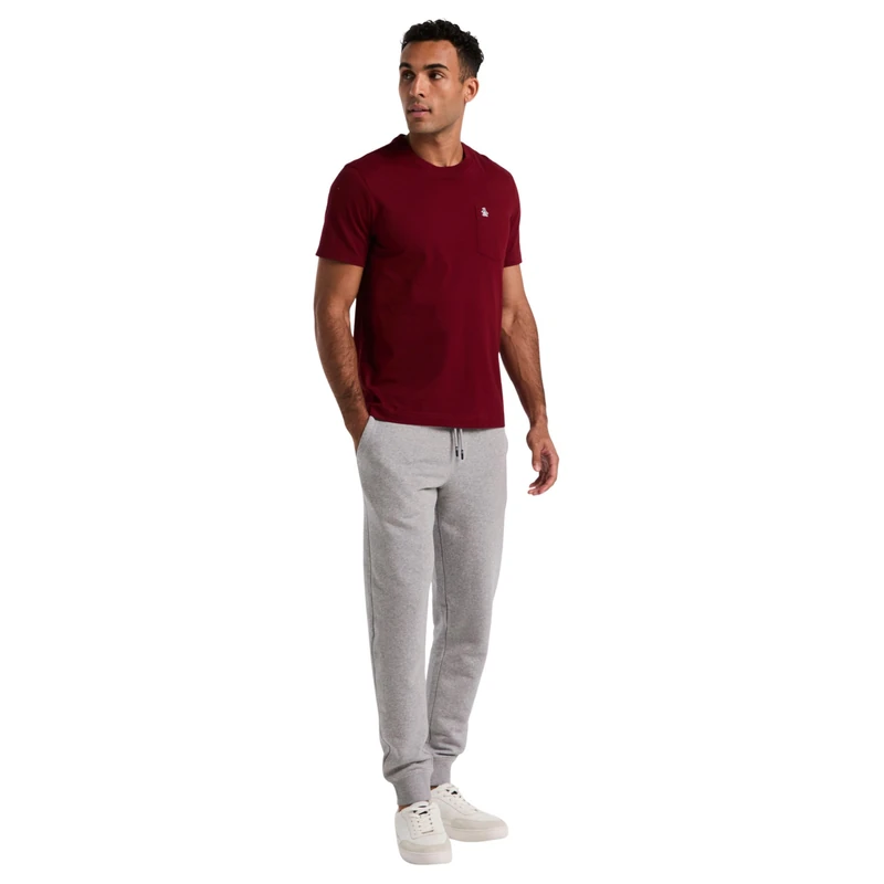 Original Penguin Men's Sticker Fleece Jogger, S, Rain Heather