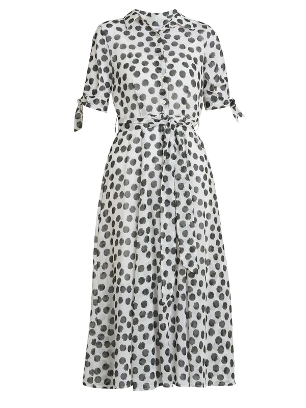 Gina Bacconi Women's Shirt Dress Cocktail, Cream/Green, L