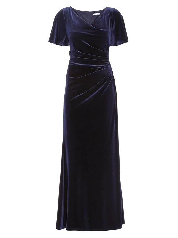 Gina Bacconi Women's Velvet Maxi Dress with Cowl Neck Cocktail, Navy, 22