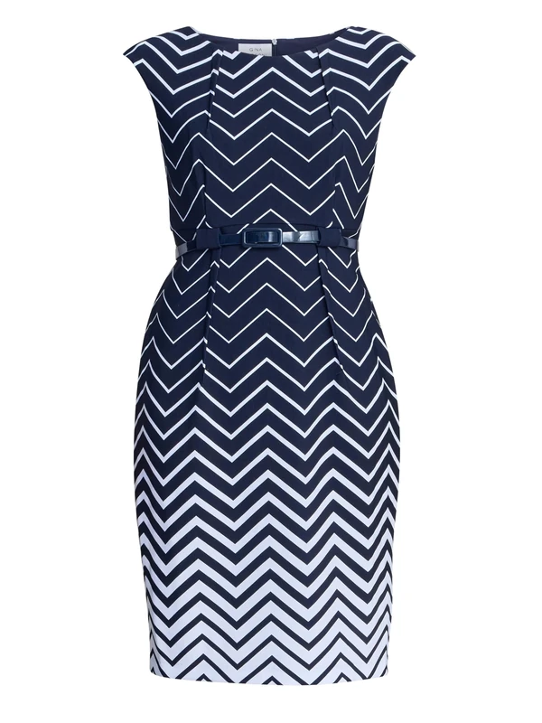 Gina Bacconi Women's Abstract Print Dress Cocktail, Navy/White, 20