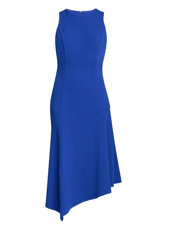 Gina Bacconi Women's Fit and Flare Crepe Midi Dress Cocktail, Blue, 18