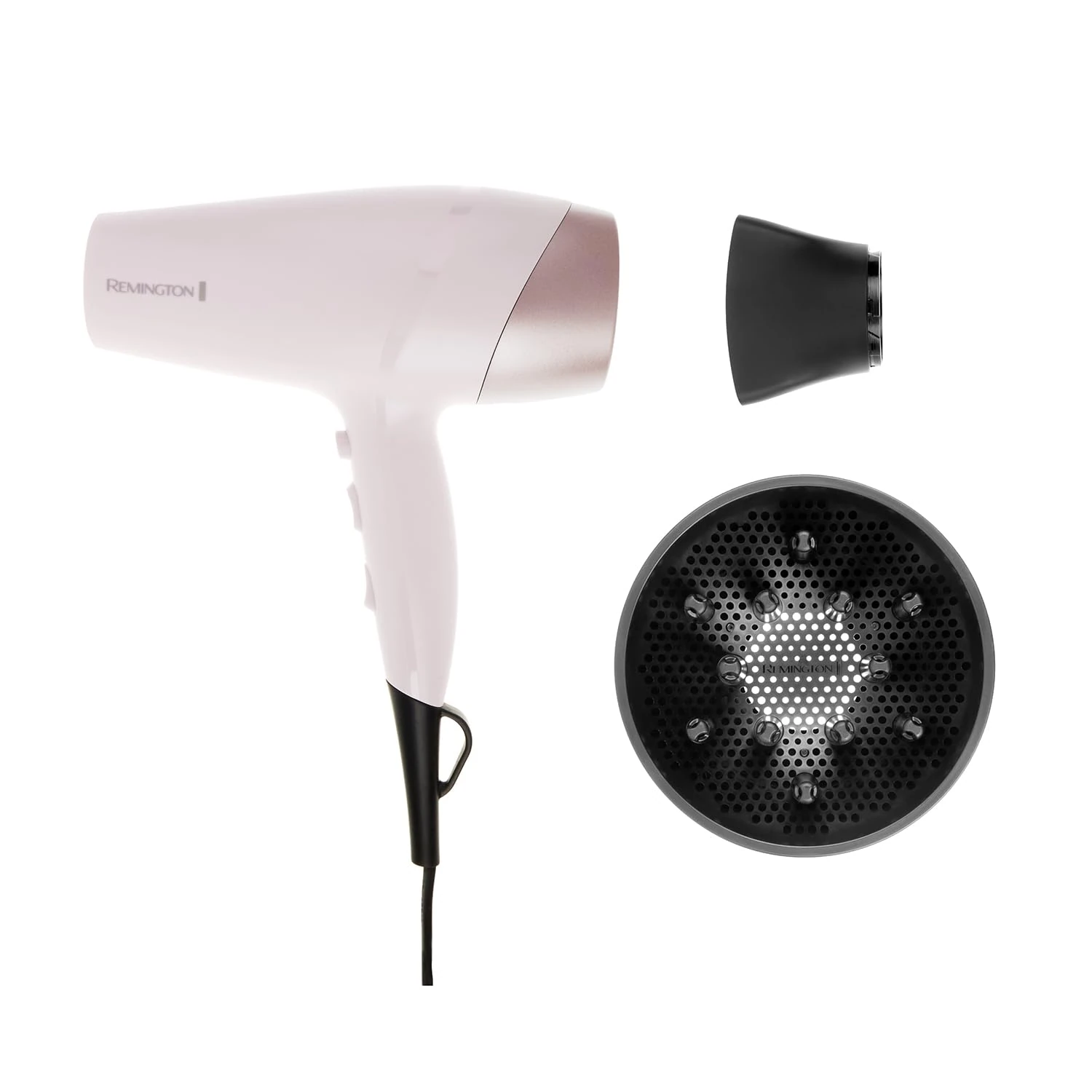 Remington Hair Dryer [Almond Oil Micro-Conditioners + Ionic Conditioning] Almond Allure Series (25% Faster Drying, Diffuser & Concentrator, 6 Heat/Speed Settings, Ceramic Coating) D4807