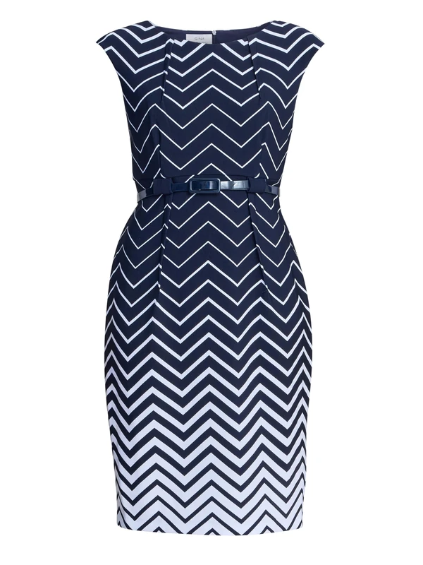 Gina Bacconi Women's Abstract Print Dress Cocktail, Navy/White, 18