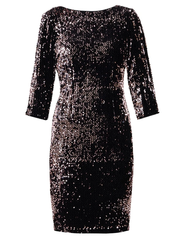 Gina Bacconi Women's Sequin Velvet Dress Cocktail, Black/Rose, 16