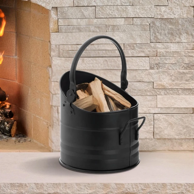 Marco Paul Heavy Duty Coal Bucket For Log Burner And Fireplace Powder Coated Coal Buckets For Fireplaces With Metal Handle Large Fireside Black Bucket Coal Scuttles For Fireplaces