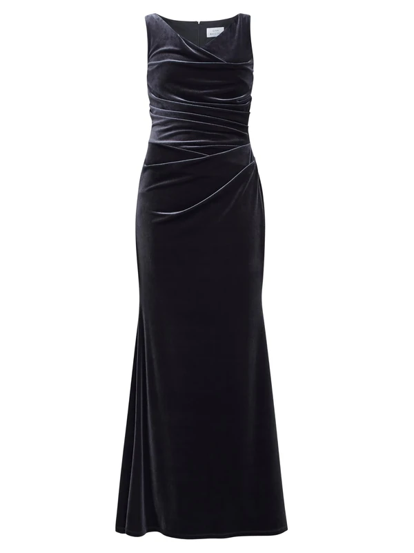 Gina Bacconi Velvet Maxi Dress, Grey, 20