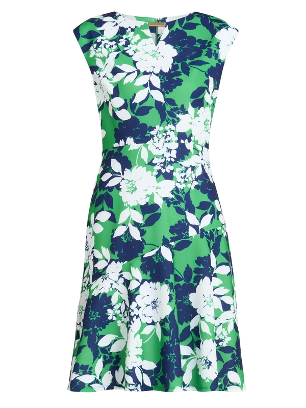 Gina Bacconi Women's Floral Cap-Sleeve Dress Cocktail, Green, 20