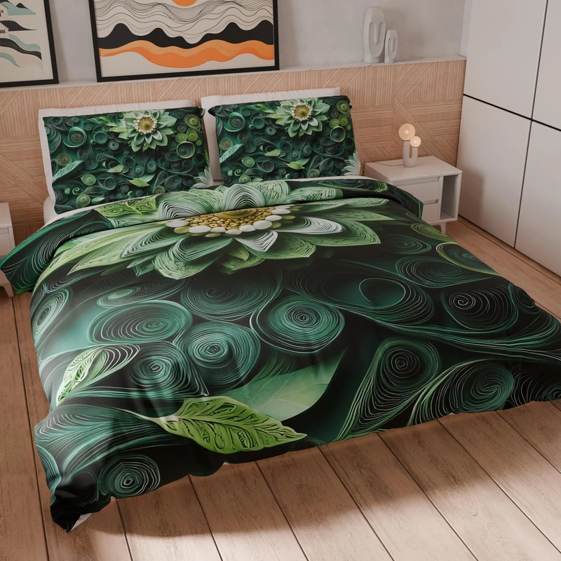 PETTI Artigiani Italiani - Maxi Double Duvet Cover Set 260 x 220 cm (2 Pillowcases 75 x 50 cm Included), Microfibre Duvet Cover Set with Digital Floral Print 05 22 - Made in Italy