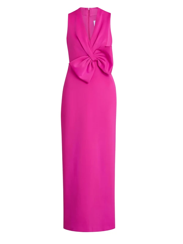 Gina Bacconi Women's Maxi Dress with Bow Detail Cocktail, HOT Pink, 16