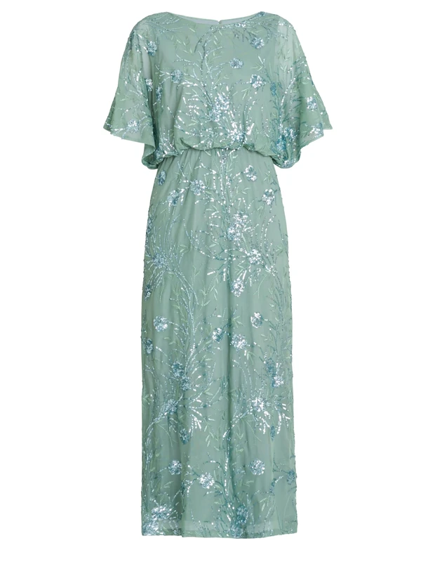 Gina Bacconi Sequin Midi Dress, SAGE, 12