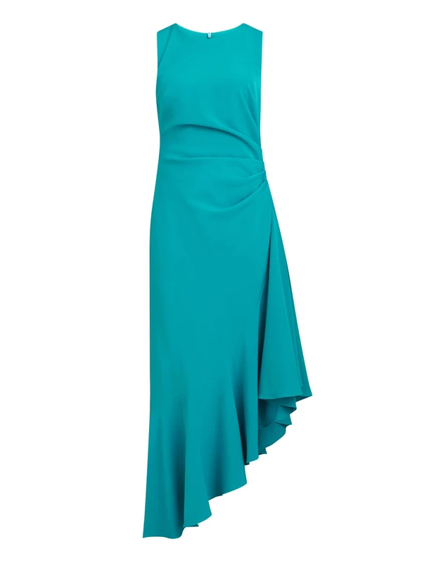 Gina Bacconi Women's Asymmetric Frill Hem Dress Cocktail, Teal, 18