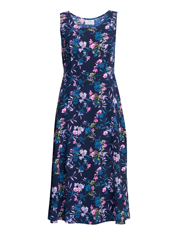 Gina Bacconi Women's Floral Jersey Dress Cocktail, Navy/Multi, 20