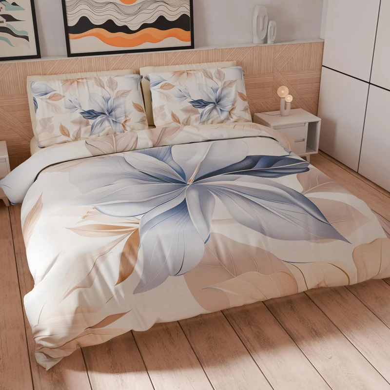 PETTI Artigiani Italiani - Double Duvet Cover Set 200 x 200 cm (2 Pillowcases 80 x 80 cm Included), Microfibre Duvet Cover Set with Digital Floral Print 25 164 - Made in Italy