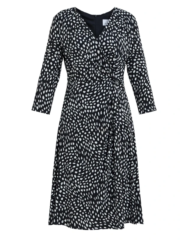 Gina Bacconi Women's Jersey Wrap Dress Cocktail, Black/OFFWHITE, 8