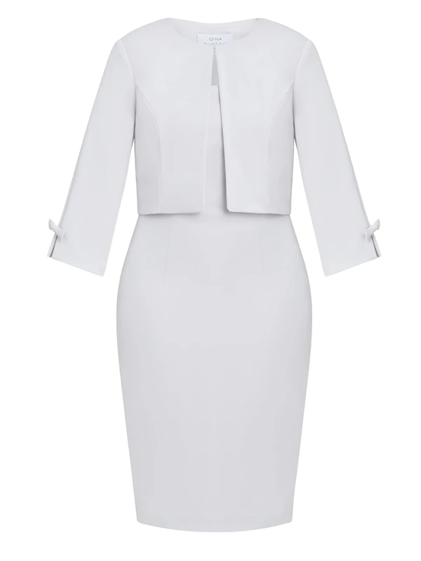 Gina Bacconi Women's Crepe Dress and Jacket Cocktail, Silver Mist, 8