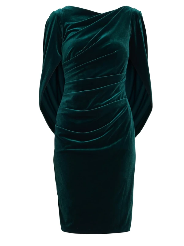 Gina Bacconi Women's Velvet Dress with Back Piece Cocktail, Bright Green, 16