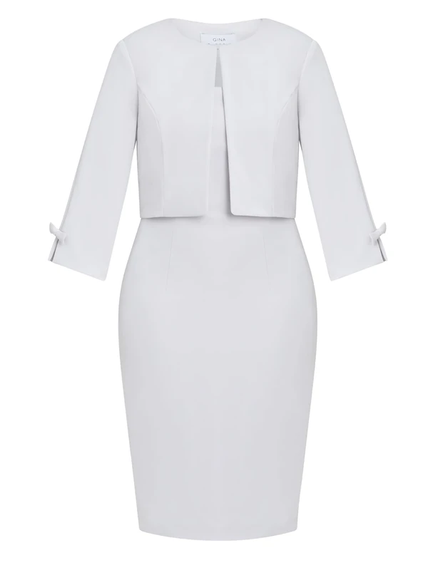 Gina Bacconi Crepe Dress and Jacket, Silver Mist, 12