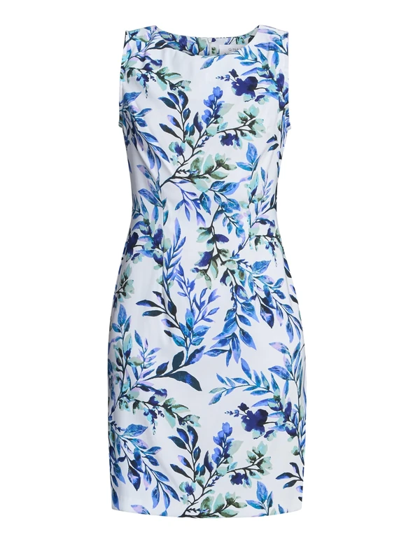 Gina Bacconi Women's Floral Shift Dress Cocktail, Ivory/Blue, 12