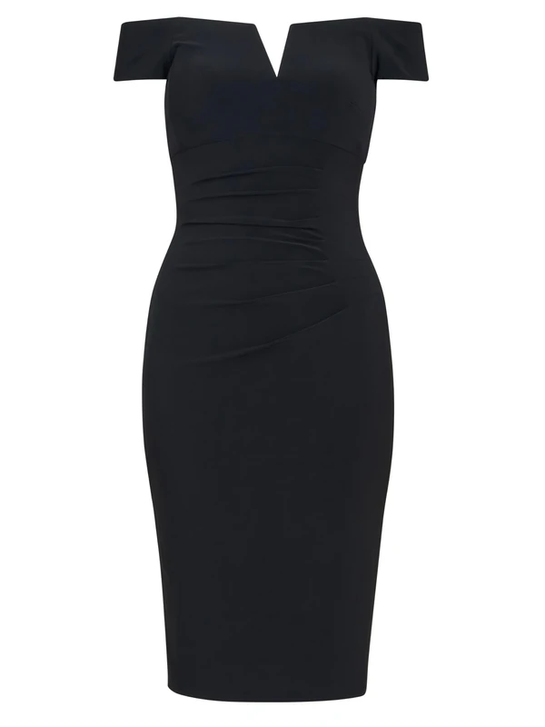 Gina Bacconi Short Off Shoulder Dress, Black, 18