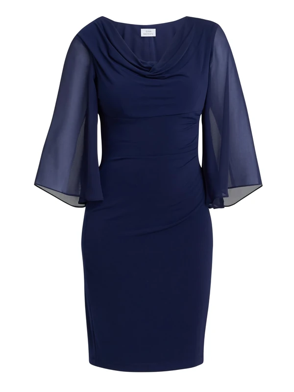 Gina Bacconi Women's Cowl Neck Dress Cocktail, Navy, 10