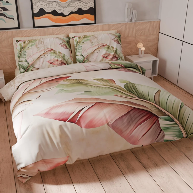 PETTI Artigiani Italiani - Double Duvet Cover Set 200 x 200 cm (2 Pillowcases 80 x 80 cm Included), Microfibre Duvet Cover Set with Digital Floral Print 25 191 - Made in Italy