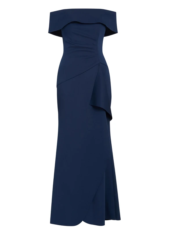 Gina Bacconi Women's Shoulder Maxi Dress Cocktail, Navy, 12