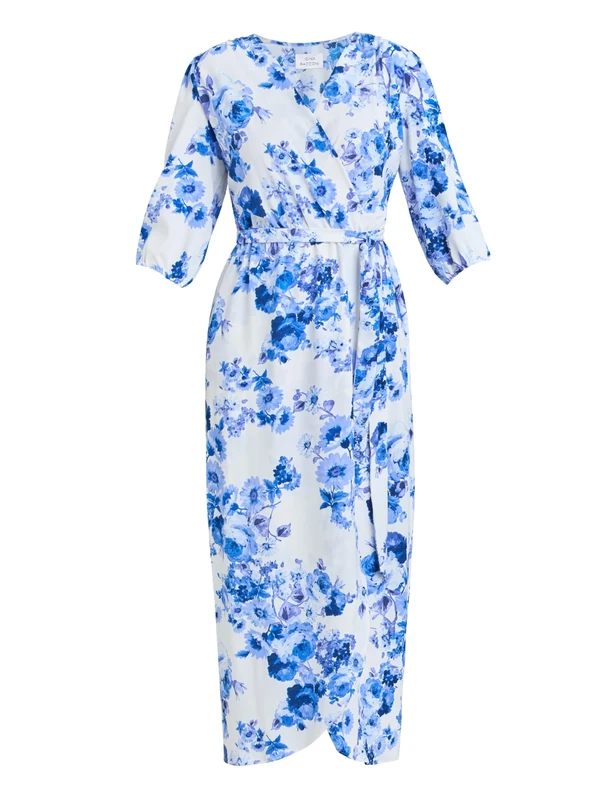 Gina Bacconi Women's Floral Print Maxi Dress Cocktail, Blue, 10