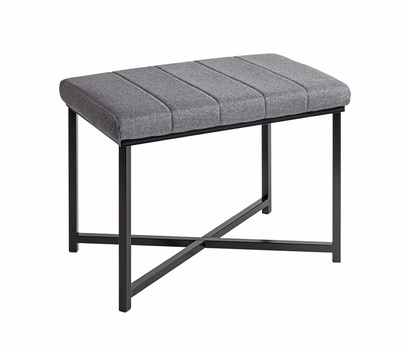 HAKU Möbel bench, grey, black, metal, textile fabric. Dimensions: W 59 x H 46 x D 39 cm. Style: Modern