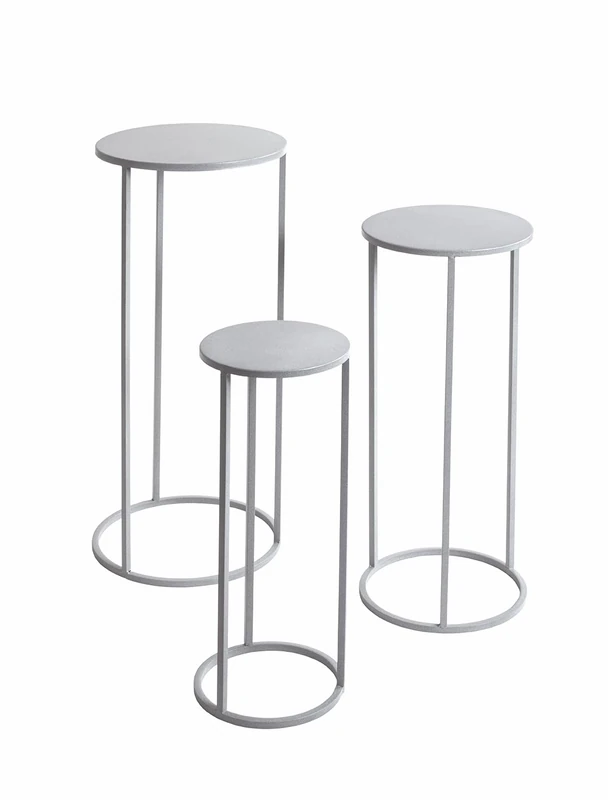 HAKU Möbel flower column, set of 3, grey, metal. Dimensions: W 20/25/30 x H 50/60/70 x D 20/25/30 cm. Style: Modern - Image 1