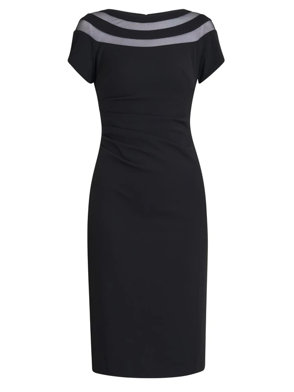 Gina Bacconi Women's Illusion Neck Dress Cocktail, Black, 18