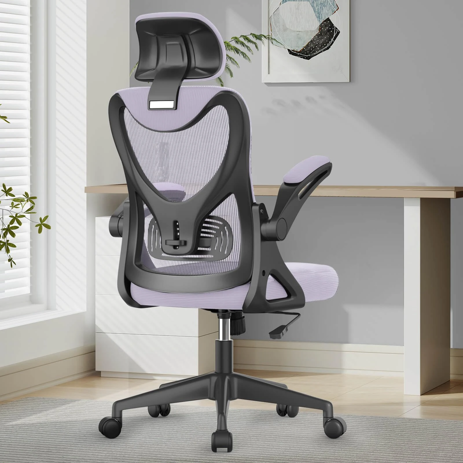 Office Chair - Ergonomic Desk Chair with Lumbar Support Headrest Adjustable, Padded Flip-up Armrests Comfy Seat Cushion High Back Executive Manager Chair For Home Office