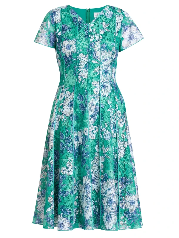 Gina Bacconi Floral Dress, Green, 22