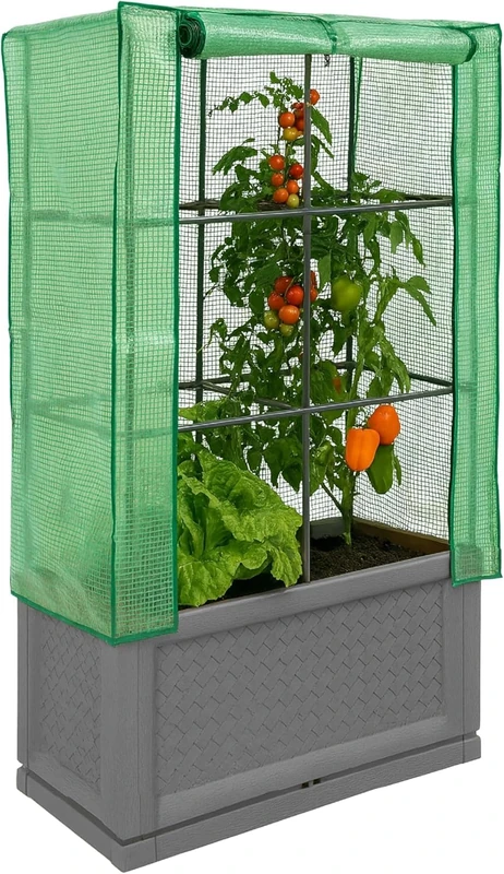 DIVCHI Outdoor Raised Planter Box with Greenhouse Cover