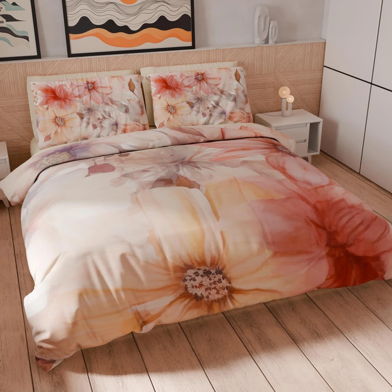 PETTI Artigiani Italiani - Double Duvet Cover Set 230 x 220 cm (2 Pillowcases 75 x 50 cm Included), Microfibre Duvet Cover Set with Digital Floral Print 25 1 - Made in Italy