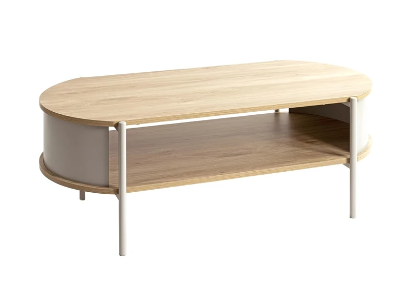 HAKU Möbel coffee table, oak, grey, metal, chipboard. Dimensions: W 100 x H 37 x D 54 cm. Style: Modern