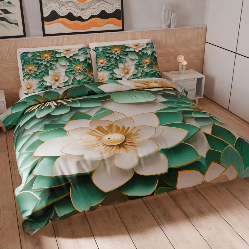 PETTI Artigiani Italiani - Double Duvet Cover Set 200 x 220 cm (2 Pillowcases 80 x 80 cm Included), Microfibre Duvet Cover Set with Digital Floral Print 05 7 - Made in Italy