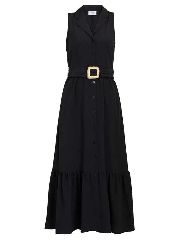 Gina Bacconi Women's Maxi Shirt Dress Cocktail, Black, L