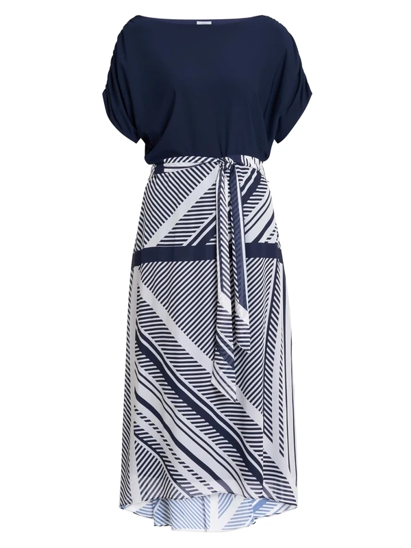 Gina Bacconi Women's Stripe Dress Cocktail, Navy/Multi, 22