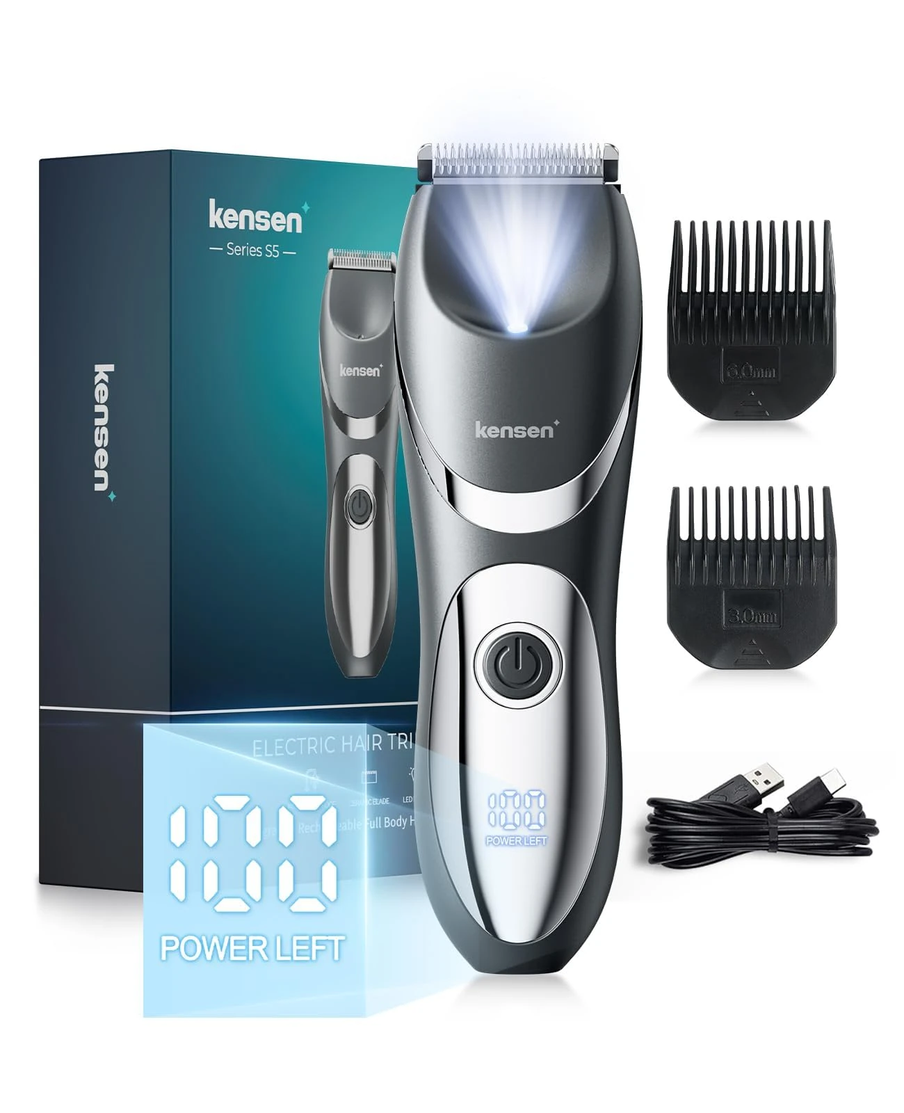 Manscape Pubic & Body Hair Trimmer for Men, Electric Intimate Ball Trimmer shavers for Men, Hypoallergenic Ceramic Blade Heads, Waterproof Wet/Dry Groin & Body Shaver Groomer, 50 Times Usage