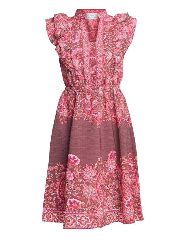 Gina Bacconi Women's Boho Paisley Dress Cocktail, Brown/Pink, S