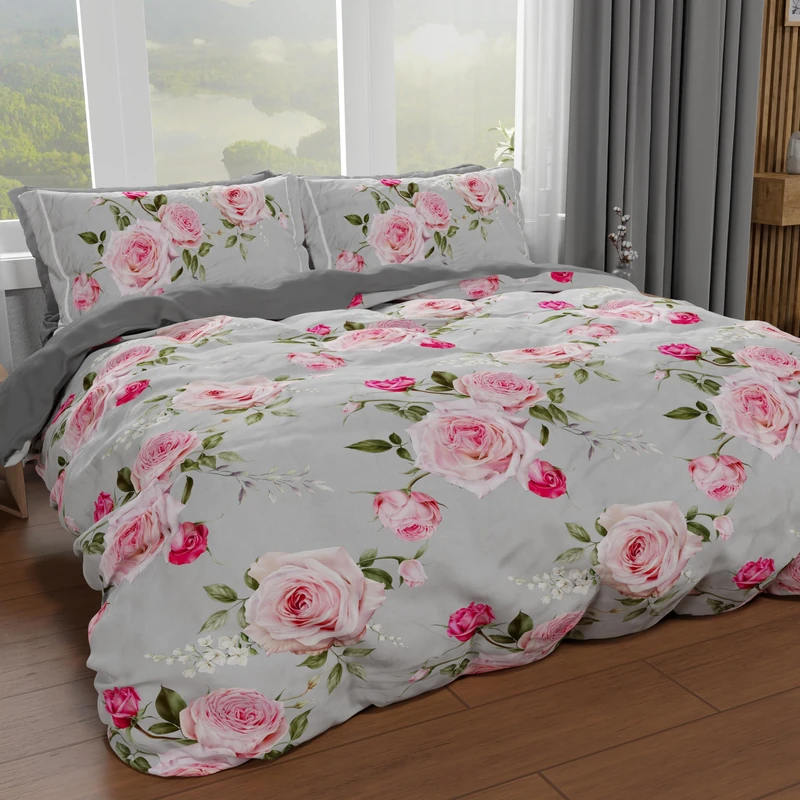 PETTI Artigiani Italiani - Double Duvet Cover Set 200 x 220 cm (2 Pillowcases 80 x 80 cm Included), Microfibre Duvet Cover Set with Digital Floral Print 20 02 - Made in Italy